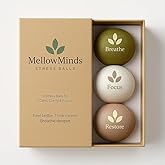 MellowMinds Stress Balls for Adults – 3-Pack Therapy & Sensory Balls for Stress Relief, Lycra + TPR, Anxiety & Focus – Calming Fidget Balls with 3 Resistance Levels – Giftable Set for Office & Home