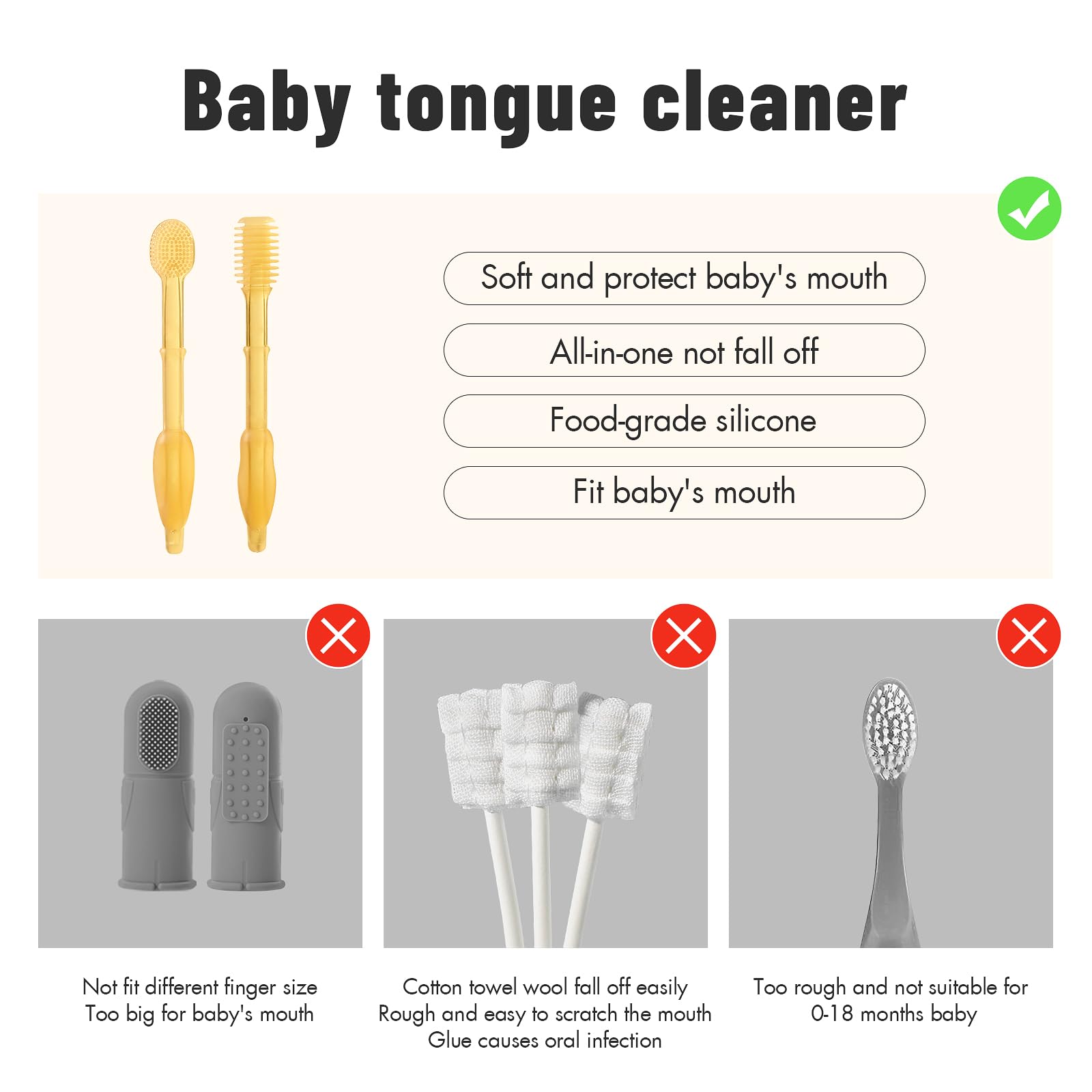 Phanpy Silicone Baby Tongue Cleaner and Toothbrush - Newborn to 12 Months, Oral & Mouth Cleaner