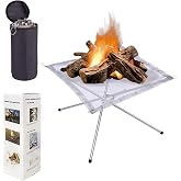 Wshxjzyay 22 Inch Portable Outdoor Fire Pits, Foldable Stainless Steel Mesh Fire Pit, Collapsible Fireplace Space Saving for BBQ Heating, Bonfire, Barbecue, Patio, Backyard, Garden