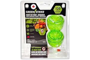 Green-Strike 2 Pack Reusable Fruit Fly Trap with ATTRACTANT - 120 Days Solution (40 ML