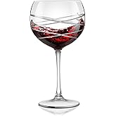 Joeyan Etched Red and White Wine Glasses,Hand Blown Large Balloon Wine Goblet with Swirls Pattern,Clear Long Stem Wine Glasses,Cocktail Drinking Glassware,Gifts for Wedding Anniversary Party,24 oz