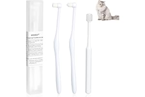 MISSELF Cat Toothbrush Ultra Soft Bristles, 3 Styles Pet Tooth Brushes for Cats or Small Dog, Silicone 360 Cylinder Head Kitt