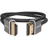 KONDOR BLUE | Full HDMI 2.0 Type A Male to Male 16" Straight Braided Cable | 4K 60Hz 18Gbps, HDR, 3D, Reinforced | for On-Camera Monitors &amp; Recorders + More | Black