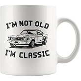 Panvola I'm Not Old I'm Classic Retirement Gift Mug Retired Senior Dad Father Grandpa Granddad Birthday Gifts For The Car Enthusiast Ceramic Cup (White)