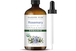 Majestic Pure Organic Rosemary Essential Oil - 100% Pure & Premium Oil for Hair Growth, Skin, Face, Aromatherapy & Diffuser - 1 fl oz | Perfect Oil for Hair Growth