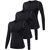 SPVISE 1 or 3 Pack Women's Compression Shirt Long Sleeve Performance Workout Tops Dry Fit Athletic Base Layer Gym Undershirts