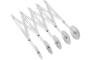 QWORK 5-Wheel Adjustable Pastry Cutter, Stainless Steel Pizza Slicer, Expandable Multi-Round Baking Roller/Divider for Cookie