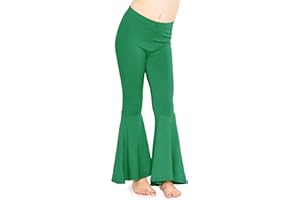 STRETCH IS COMFORT Girls Stretch Bell Bottoms Flare Pants Little | Big Kid Ruffle Bootcut Leggings | Sizes 2-14