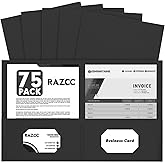 RAZCC 50 Pack Two Pocket Folders With Prongs - 3 Prong Folders Letter Size, Assorted 5 Colors