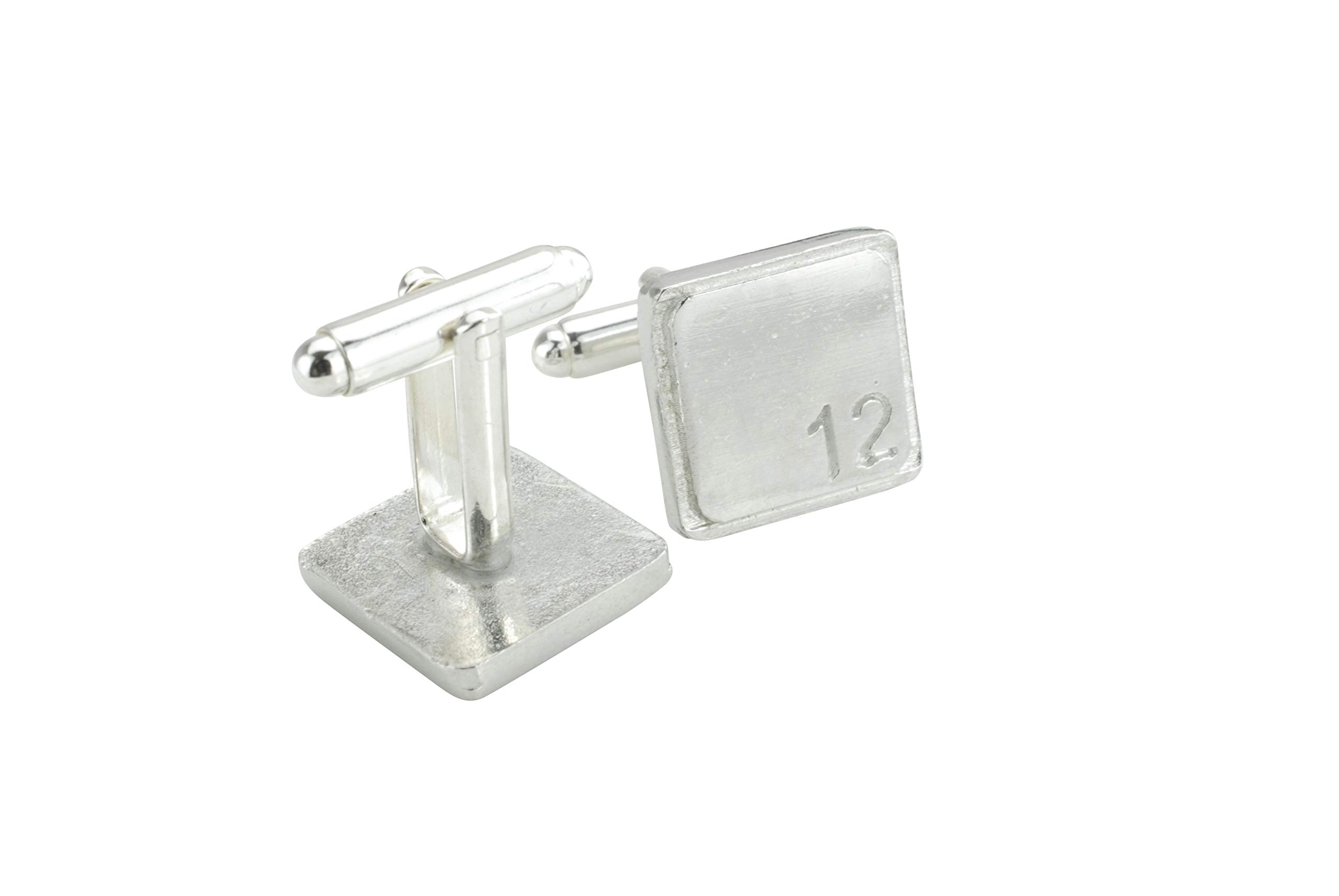 Square Cufflinks with ‘12’ Engraved - 12th Anniversary