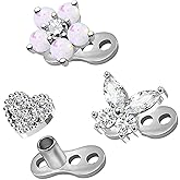 CHARMONLINE 14G Heart Leaf Butterfly Flower Dermal Anchor Tops 316L Surgical Steel Dainty Crystal Microdermals Body Piercings Studs Punk Personalized Jewelry for Women