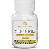 Arogyam Ayurvedm Milk Thistle Capsules, Natural Liver Support Supplement, 600mg, 60 Count, Gluten Free