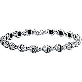 Lattd Skull Bracelet 925 Sterling Silver Adjustable Gothic Skull Head Chain Bracelet Goth Jewelry for Men