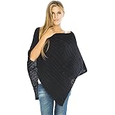 Back From Bali Womens Cable Knit Poncho Sweater Cape Boho Soft Casual