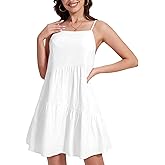 FANCYINN Women's 2025 Summer Mini Dress Sleeveless Spaghetti Strap,Backless Tiered Swing Dress Beach Wedding Guest,Vacation