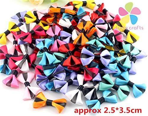 Multi option Polka Dot Organza Bows Girls Boutique Mini Hair Bow Headwear (Mixed stripes1 24pcs)