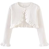 Miccina Toddler Girls Cardigan Sweater Bolero Shrug Baby Kids Long Sleeve Cropped Dress Up Button Closure Jacket Tops