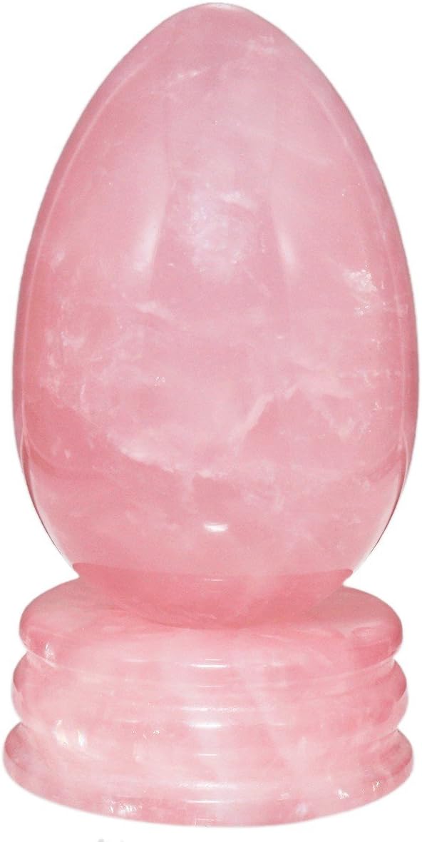 Shanxing Rose Quartz Crystal Egg with Stand,Carved Stone for Crystals Healing Reiki Decoration