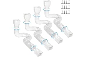 Gutterlix 4 Pack Flexible Gutter Downspout Extensions Extendable from 21" to 67", Downspout Extender Comes with Adapters, Thickened Down spout Drain Extension for Rainwater Drainage(White)