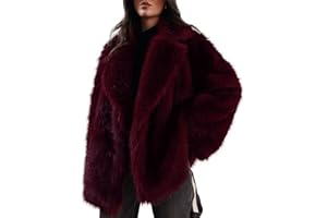 Kissonic Women's Long Faux Fur Coat Lapel Shaggy Winter Jacket Luxury Warm Furry Open Front Outerwear