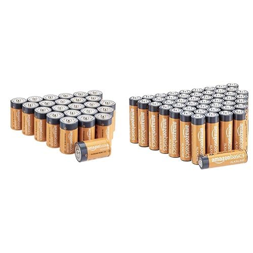 Amazon Basics 24 Pack D Cell All-Purpose Alkaline Batteries, 5-Year ...
