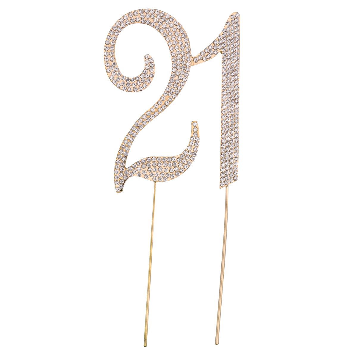 TOYMYTOY 21 Cake Topper Gold Rhinestone Number Decoration for Birthday Anniversary Party Supplies Reusable Crystal Elegant Cake Topper