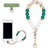 VICHUNHO Marble Silicone Beaded Phone Wrist Strap, Cellphone Lanyard with Tether Tab, Elastic Hands-Free Wristlet Bracelet