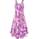 GRACE KARIN Girls Floral Maxi Dress Square Neck Wide Straps Smocked Summer Spring Flowy Dress 5-14Y