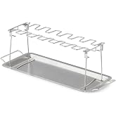 Amazon Basics Chicken Leg and Wing Rack, 14 Slots BBQ Chicken Drumsticks Holder, Food Grade Stainless Steel Roaster Stand for Smoking and Grilling, Oven, Charcoal Grill, Silver, 1-Pack