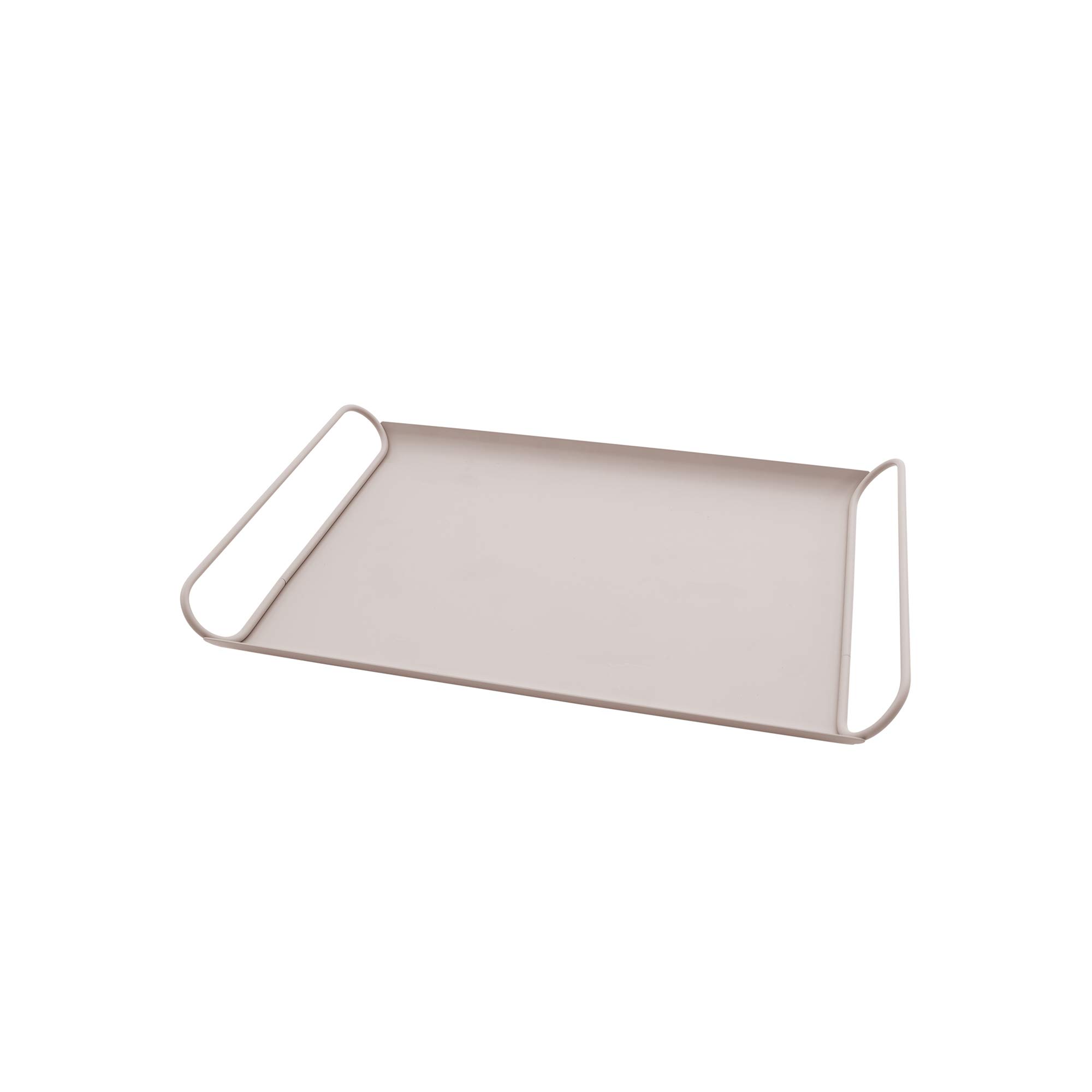 Point-Virgule Metal Serving Tray with Handles, Trendy Decorative Tray for Kitchen, Powder Pink Satin, 37.5 x 25.5 x 4 cm