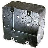 Hubbell-Raco 683 Two-Device Switch, 4-Inch. Square Box 2-1/8-Inch Deep, 1/2-Inch and 3/4-Inch Side Knockouts, Drawn, Gray Finish (1 Count - Gray Finish)