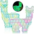 Glow in The Dark POP Bubble Fidget Llama Toy, 2 Pack Fluorescent Silicone Alpaca Sensory Fidget Anxiety Relief Kids Toys