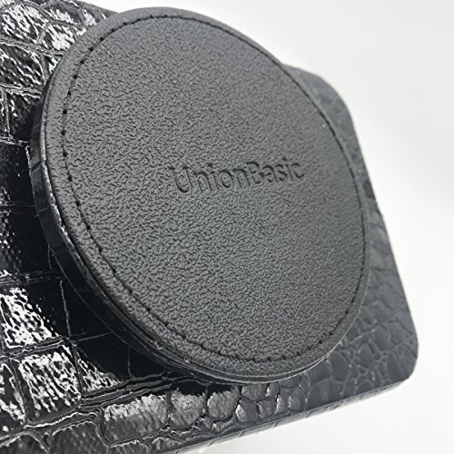 UnionBasic PU Leather Crocodile Pattern 360 Degrees Rotatable Remote Control/Controller Organizer, Spinning TV Guide/Mail/Media Desktop Organizer Caddy Holder (Crocodile Black)