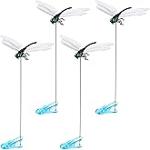 CustomyLife 4pcs Dragonfly Hat Clip, Dragon Fly Clips, Fake Realistic Artificial Dragonflies Fly Repelling Supplies for Indoor Outdoor Yard Garden Stakes Decor Craft- Black