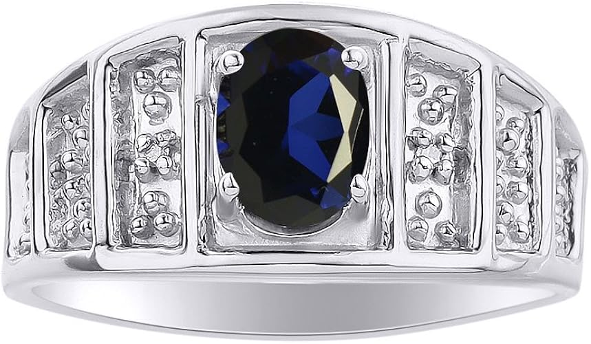 Diamond Sapphire Ring Set In Sterling Silver Color Stone Birthstone Ring Amazon Com
