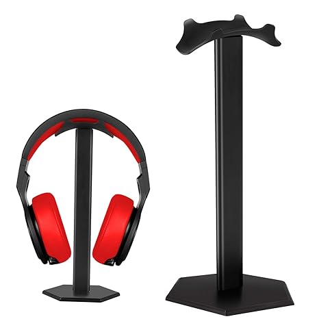Kopfhörerständer, Macrimo Universal Kopfhörerhalter für Over Ear Kopfhörer, aus Aluminium + TPU + ABS, Schwarz (Schwarz)