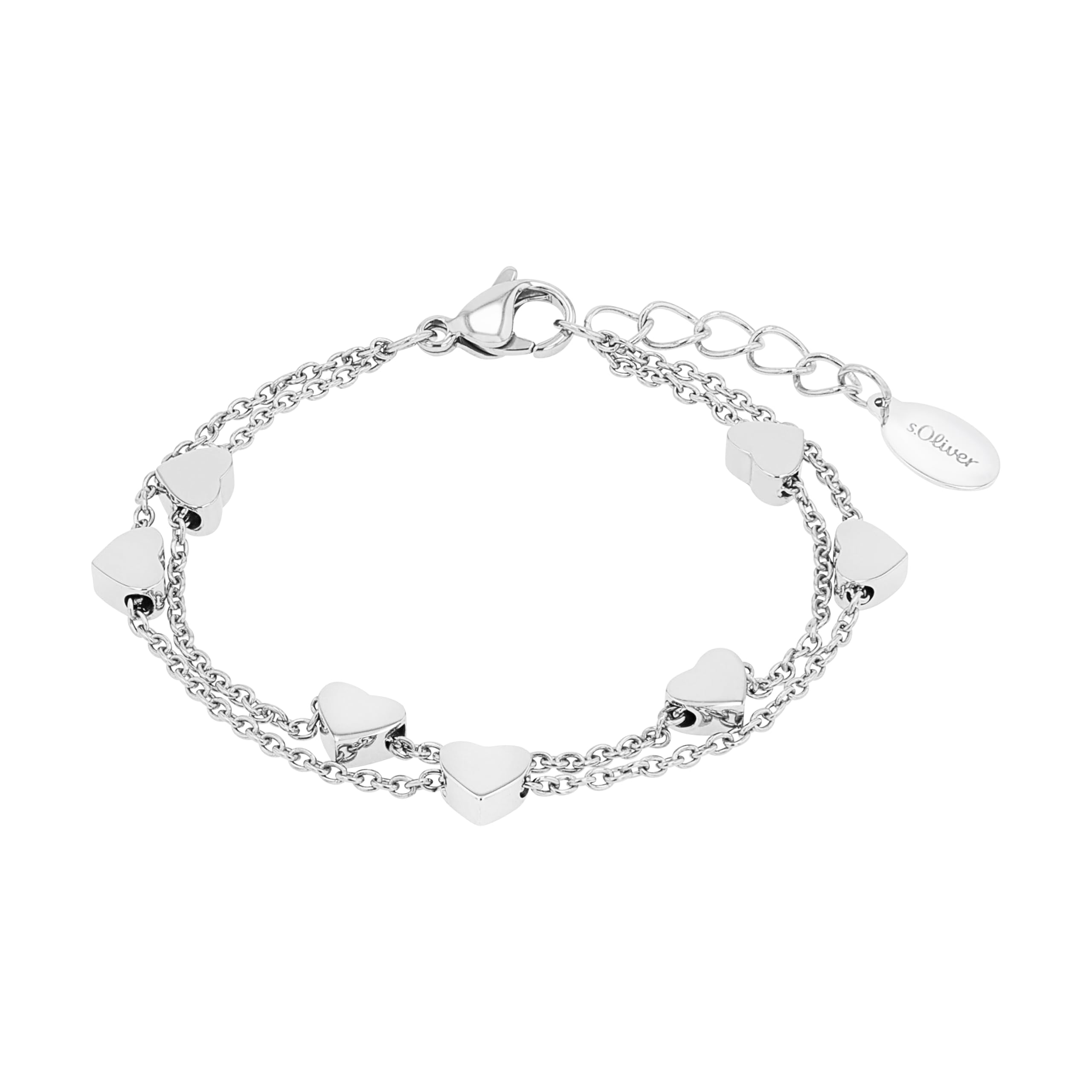 s.Oliver Bracelet Arm jewelry, 14+2 cm, Silver, Heart, Comes in jewelry gift box, 2018830