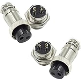 Hxchen 2 Pin Metal Male Female Panel Connector 16mm GX16-2P Aviation Plug Silver - (2 Sets)