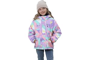 Girls' Waterproof Winter Ski Jacket – Warm Fleece Lined Windproof Snow Coat with Hood for Outdoor Adventure