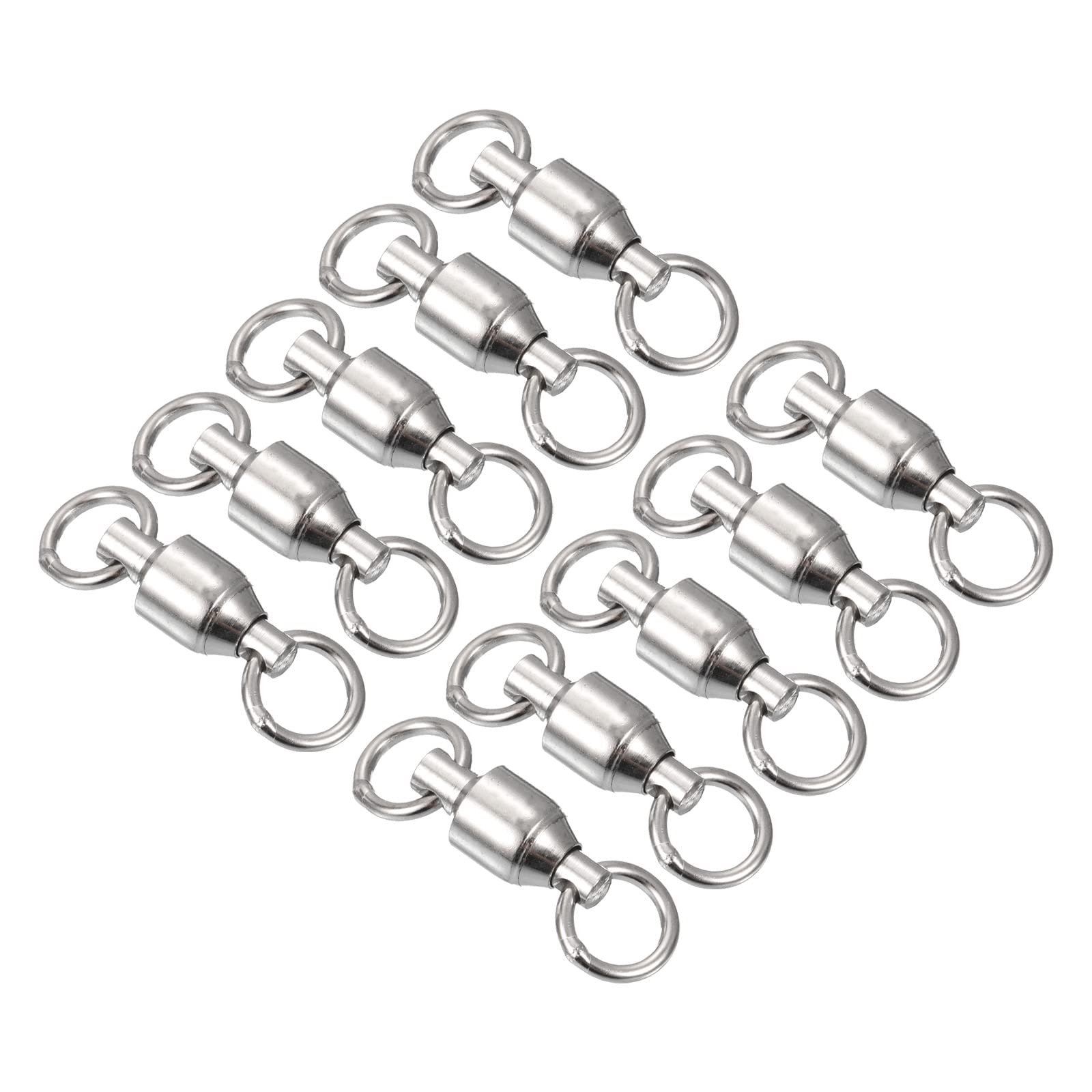 PATIKIL Ball Bearing Swivel, 10 Pack 209lb Carbon Steel Solid Welded Ring Fishing Tackle Connector, Silver