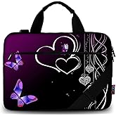 icolor 15 15.6 Inch Laptop Messenger Bag Protective Shoulder Case -Purple Heart & Butterfly