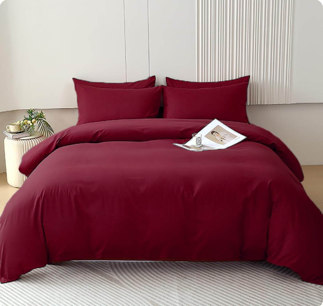 Photo 1 of Houseri Burgundy Comforter Set Queen Dark Red Bedding Sets for Women Teen Girls Noble Wine Red Bordeaux Maroon Comfy Breathable Lightweight Bed Quilts Queen Ultra Soft