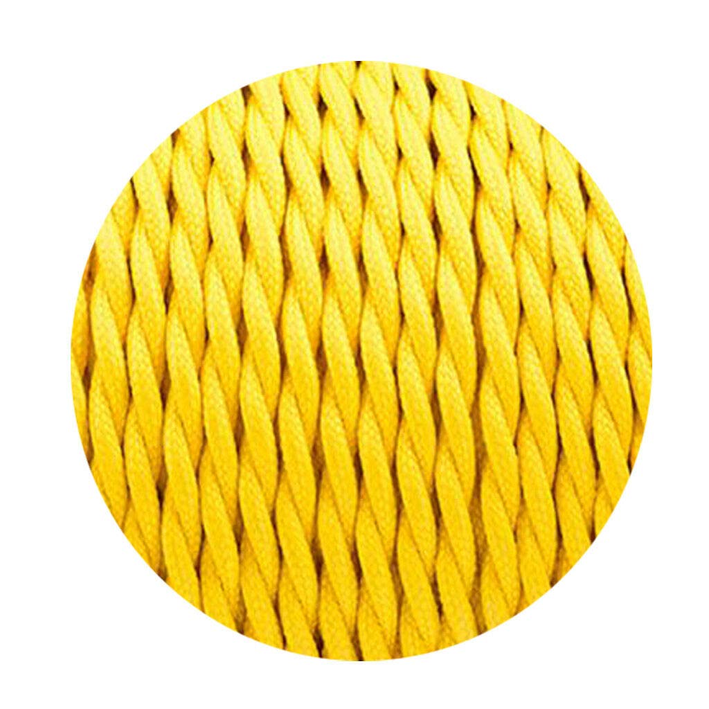 LEDSone Vintage Colored Twisted Braided Fabric Flex 5M Cable Wire Cord Electric Light Lamp 2 Core DIY Wire Lighting UK Wire (Yellow)