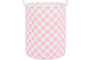 QIANBIRD Large Foldable Laundry Basket Organizer Holder portable tall collapsible laundry hamper nusery Storage Basket Bin with Handles (Waterproof Lining, Pink Racing Flag)