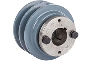 MASTERDRIVE Cast Iron 3.5" Dual Groove Belt B Section 5L Pulley w/ 1-1/8" Sheave Bushing