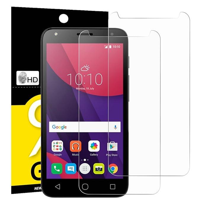 NEW'C PanzerglasFolie Schutzfolie für Alcatel One Touch Pixi 4 (5.0), [2 Stück] Frei von Kratzern Fingabdrücken und Öl, 9H Hä
