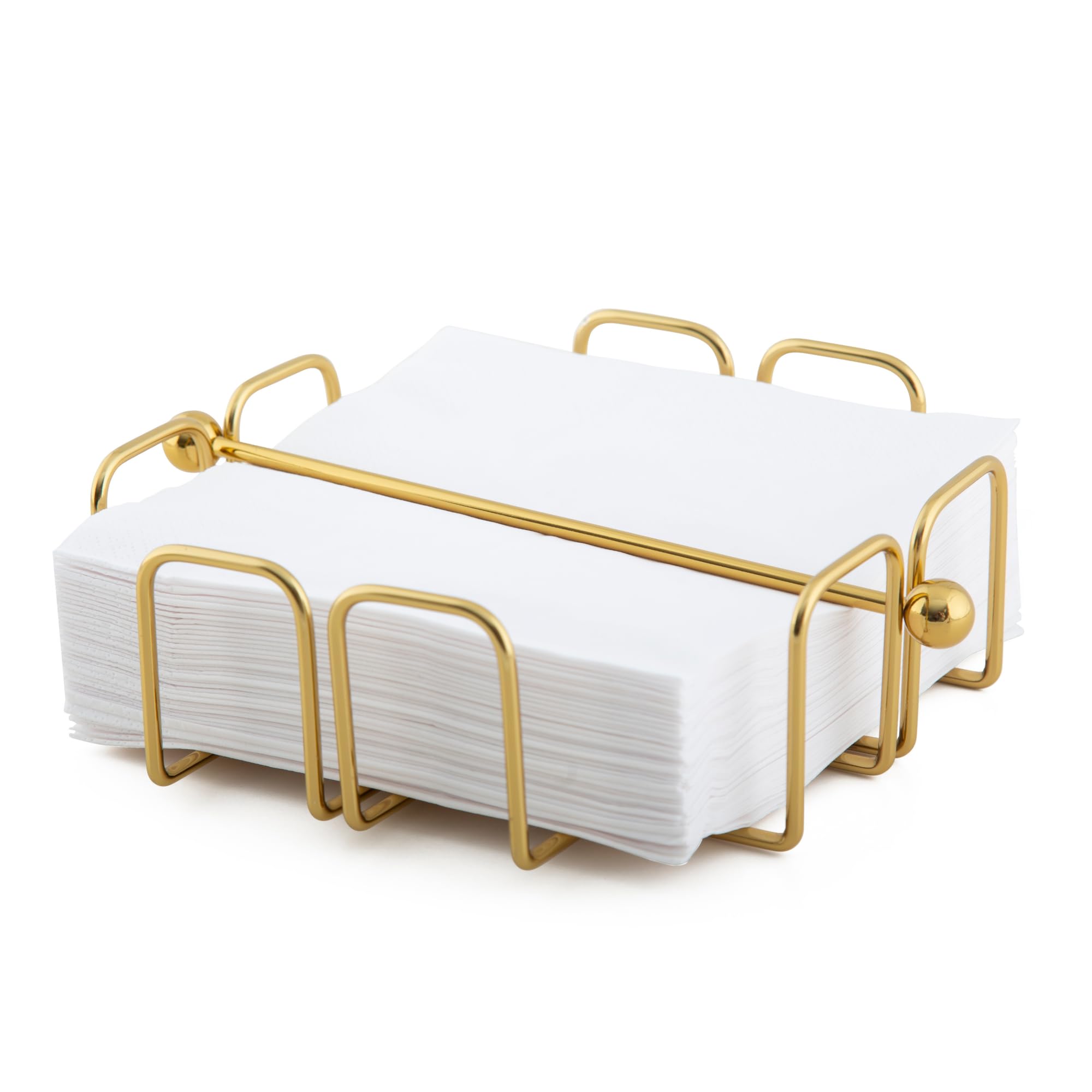 simplywire – Napkin/Serviette Holder with Weighted Bar – Brass Colour Coated Steel - Contemporary