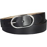 Calvin Klein Women's Oval Center Bar Buckle Leather Fashion Belt for Trousers and Dresses