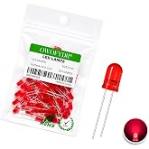 OWOFYDR 100-Pack 5mm Red LED Diodes, Diffused Red Lens, 2V-2.2V 20mA | Red-colored diffused lens emits 620-625nm red light; 2