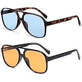Freckles Mark Vintage Retro 70s Sunglasses for Women Men Classic Large Square Aviator Trendy Glasses